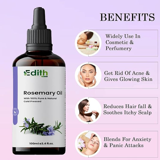 Rosemary Essential Oil for Hair Growth, Hair Fall Control and Nourishment, Skin Care (100 ml)