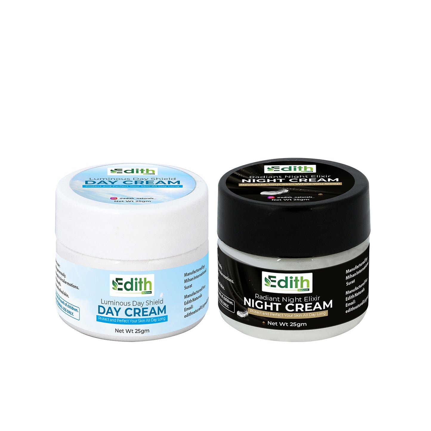 Edith Naturals Day and Night Face Cream Set For Skin Detoxification & Natural Glow (50 gm)