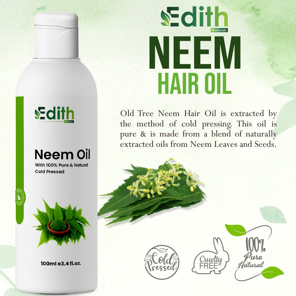 Edith Naturals Organic Olive Neem Almond Hair Oil - Nourish, Strengthen, and Shine Skin & Hair -100 ml-pack of 3 (300 ml)