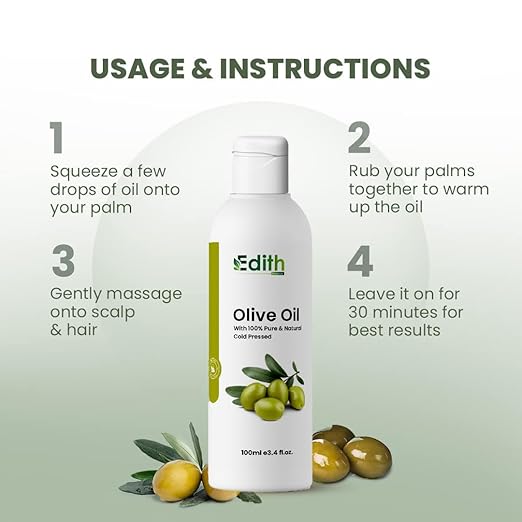 Olive Oil For Hair , Skin Deeply Moisturizes, Repairs And Strengthens .olive oil for baby massage | Good Hair Texture(100 ml)