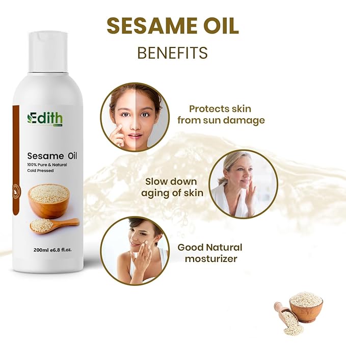 Cold Pressed Sesame oil for Hair, Skin and Massage (Til Ka Tel/Til Oil,Gingelly oil,) 100% pure & natural (200 ml)