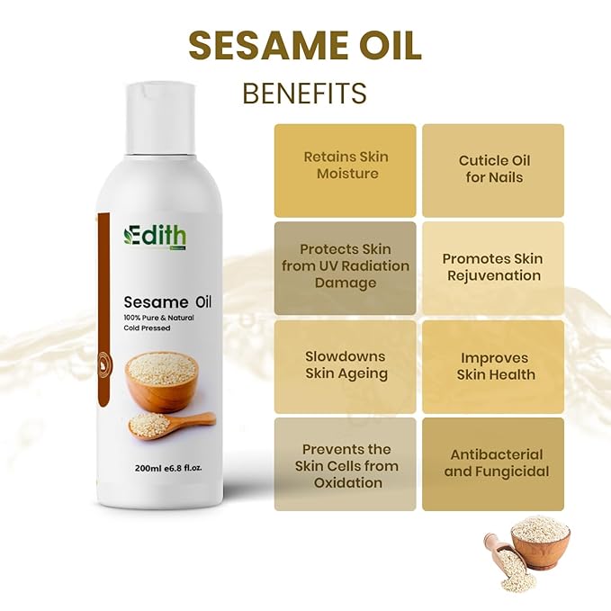 Cold Pressed Sesame oil for Hair, Skin and Massage (Til Ka Tel/Til Oil,Gingelly oil,) 100% pure & natural (200 ml)