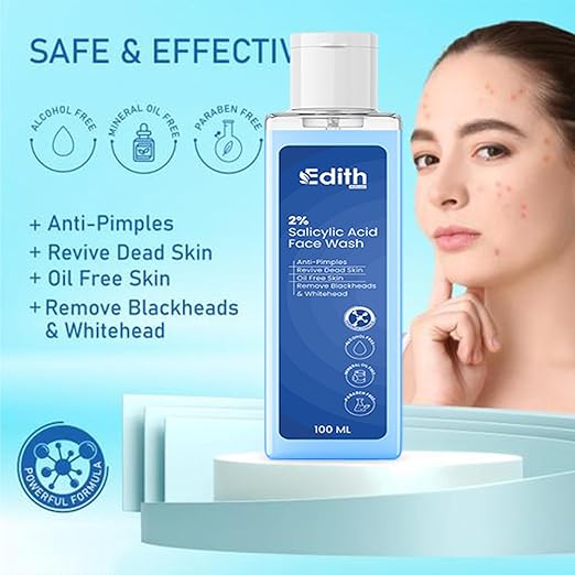 Edith Naturals 2% Salicylic Acid Gel Face Wash For Pimples (100 ml)