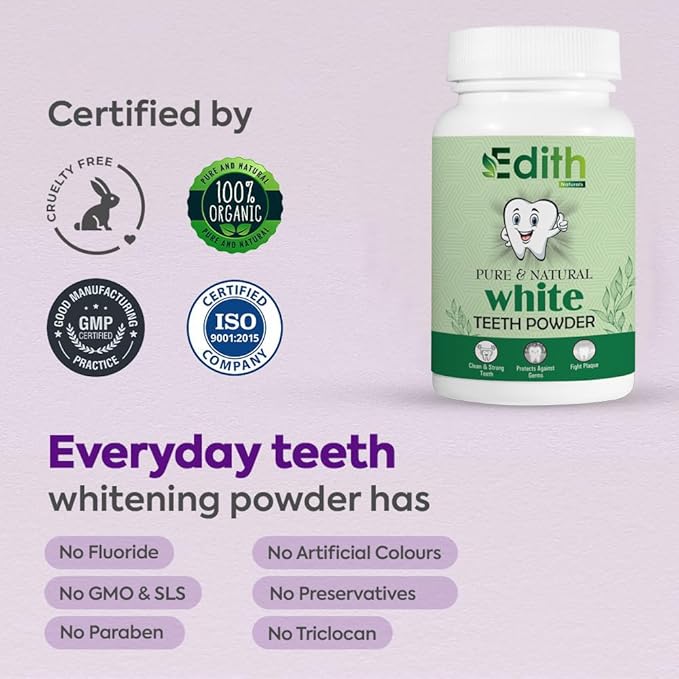 Edith Naturals Teeth Whitening Powder (100 gm)