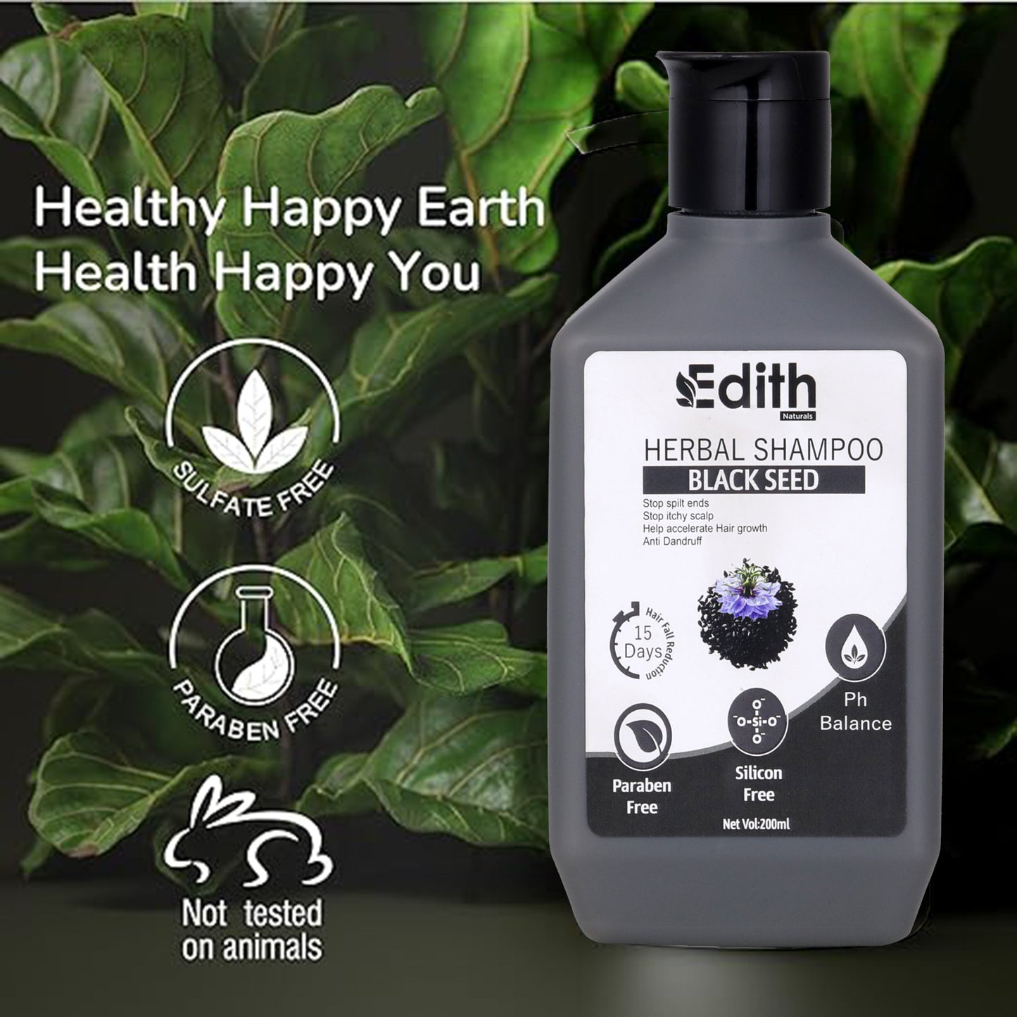 Edith Naturals Anti  Hair fall Herbal Shampoo For  Control  Dandruff , Stop Spilt ends , Stop itchy scalp For Smooth & Shiny Hair For Men & Women (200 ml)