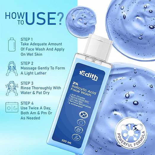 Edith Naturals 2% Salicylic Acid Gel Face Wash For Pimples (100 ml)