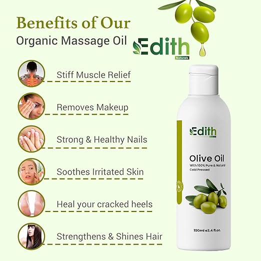 Olive Oil For Hair , Skin Deeply Moisturizes, Repairs And Strengthens .olive oil for baby massage | Good Hair Texture(100 ml)