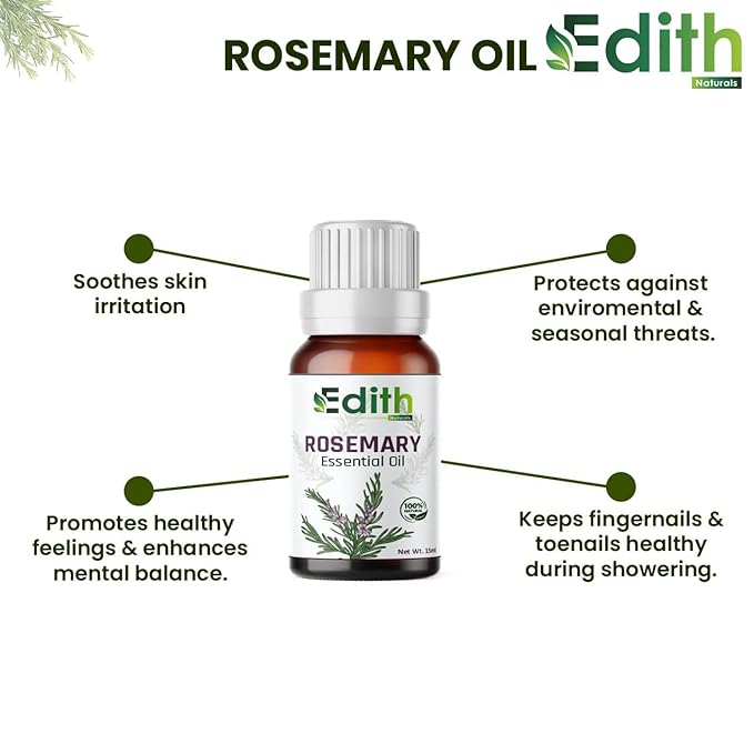 Rosemary Essential Oil for Hair Growth, Hair Fall Control and Nourishment, Skin Care (15 ml)